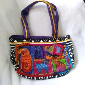 Laurel Burch Dog Tails Patchwork Medium Tote 5210 (Multi)